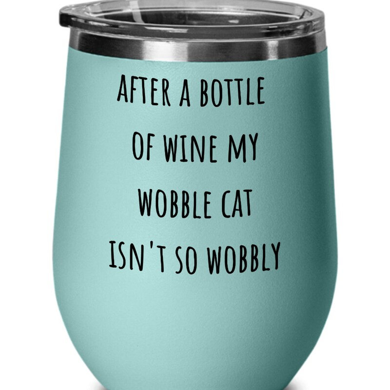 Wobble Cat Stemless Wine Glass