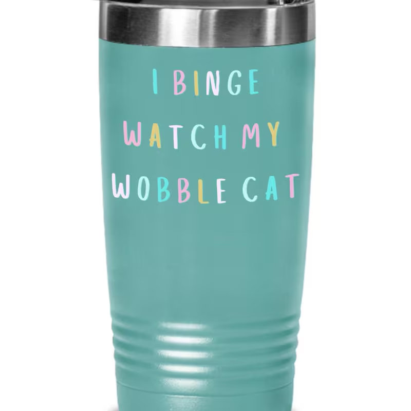 Wobble Cat Tumbler, Wobble Cat Mom, Cerebellar Hypoplasia, Drunk Cat, Wobbly Cat, Moxi & Minx, Special Needs Cat, Wobbly Cat Merchandise