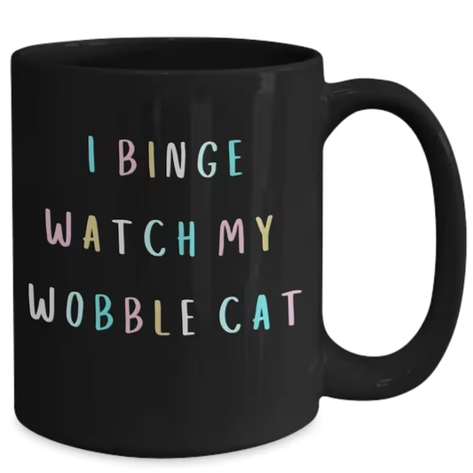 Wobble Cat Two-Tone Mug, Wobble Cat Mom, Cerebellar Hypoplasia, Drunk Cat, Wobbly Cat, Moxi & Minx, Special Needs Cat, Wobbly Merchandise