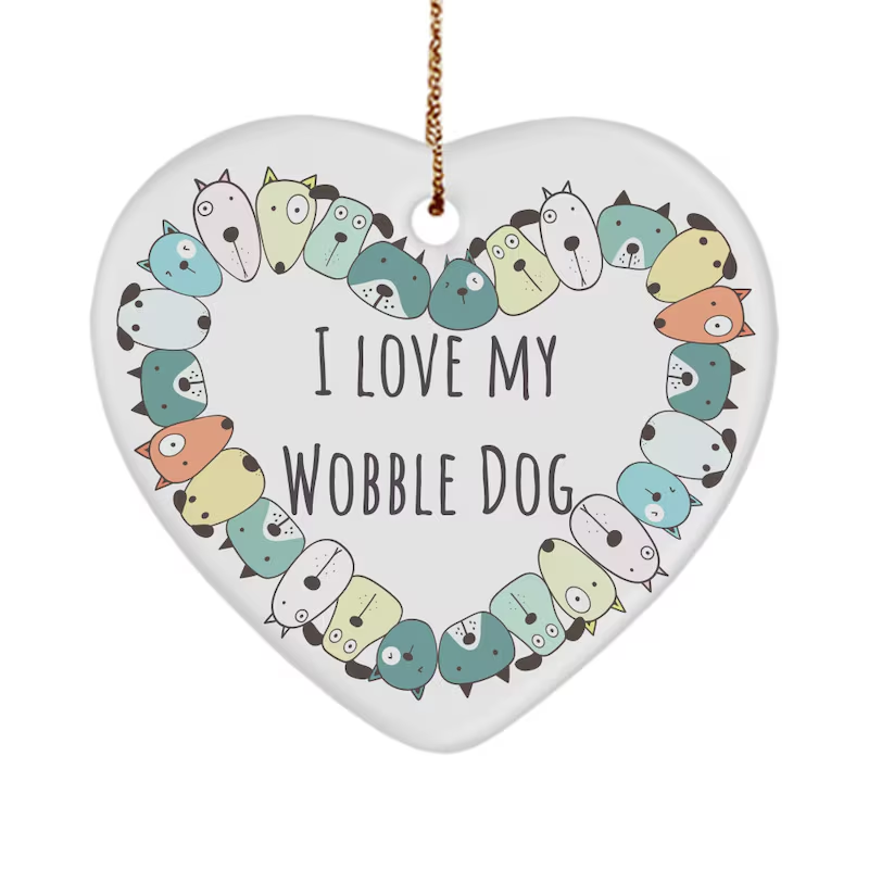 Wobble Dog Ornament, Cerebellar Hypoplasia, Drunk Dog, Wobble Dog Gift, Christmas Wobble Dog, Handicapped Animal, Special Needs Animal